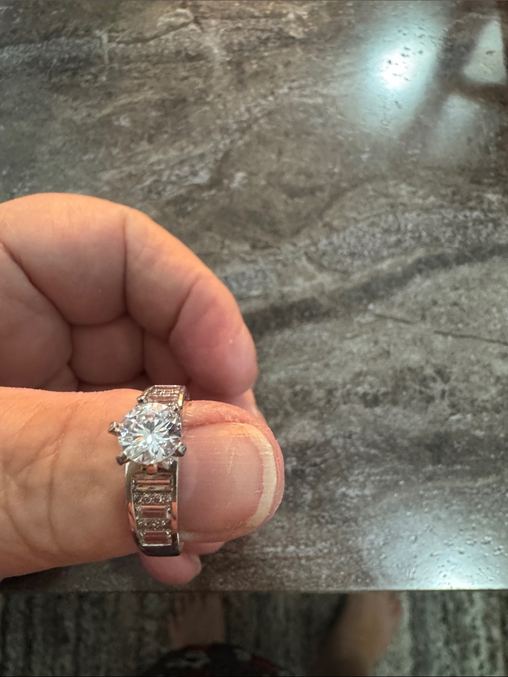 Classic Silver Solitaire Engagement Ring with Clear Stone